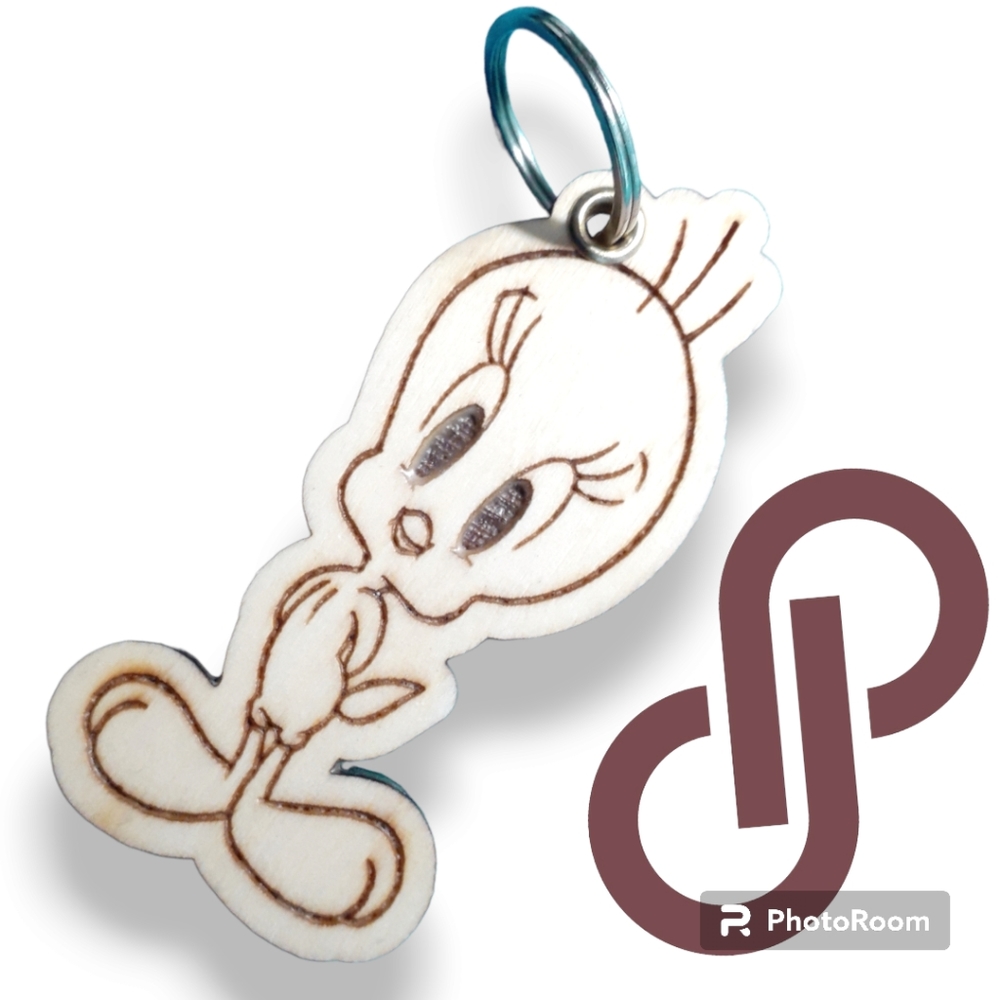 Souvenir Wooden keychain engraved with laser cartoon cod/W-45